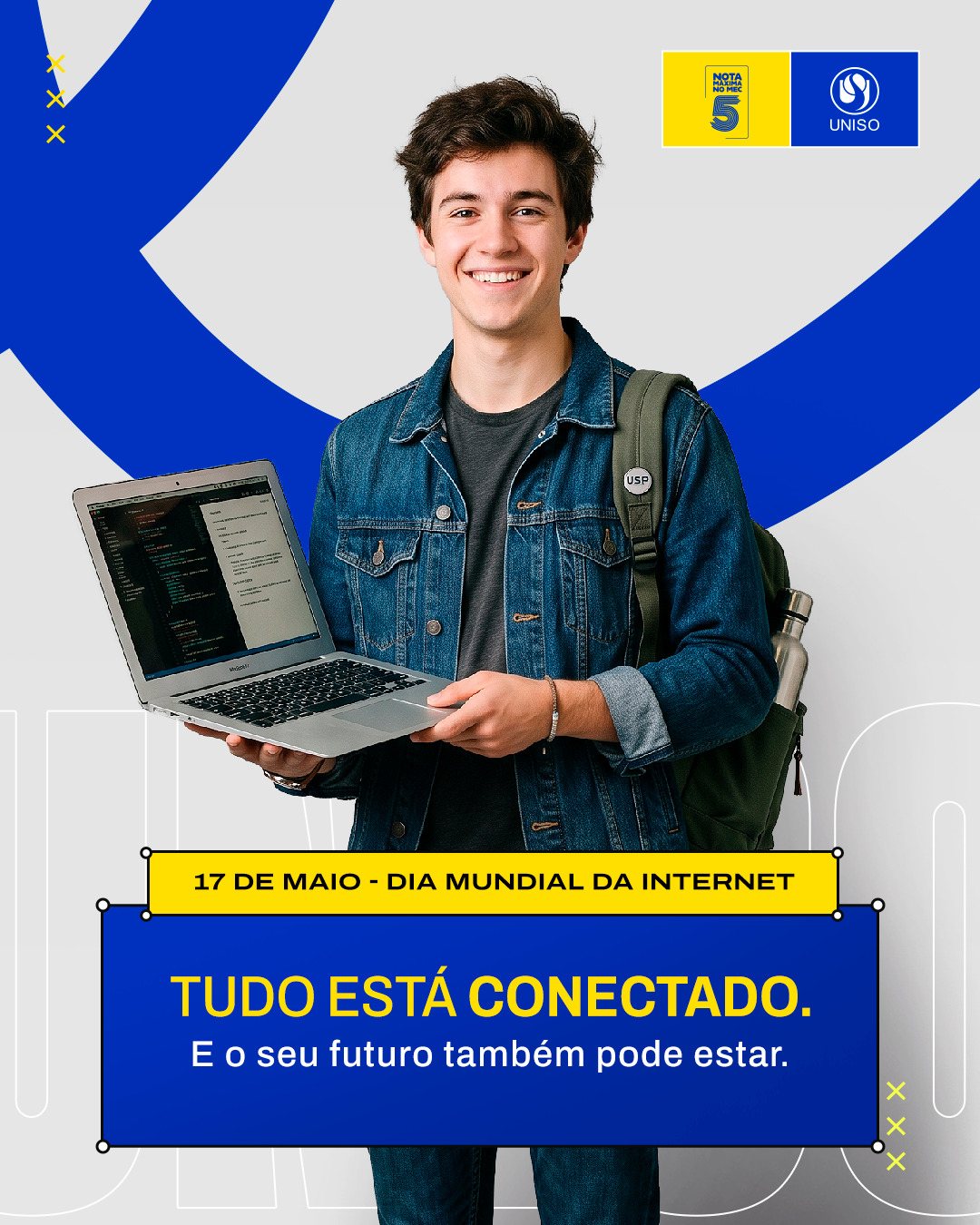 A internet faz parte de absolutamente tudo: desde o que você consome até o que você cria. 📶

Mas, por trás de cada plataforma, aplicativo ou sistema, existem profissionais preparados para desenvolver, analisar e inovar. 👨‍💻

Neste Dia Mundial da Internet, vale a reflexão: você quer só utilizar ou construir esse futuro? 🤔

A Uniso é nota 5 no MEC! Confira no link da bio o cadastro da Instituição no Sistema e-MEC.

#Uniso #DiaDaInternet #Tecnologia #Carreira #Internet
